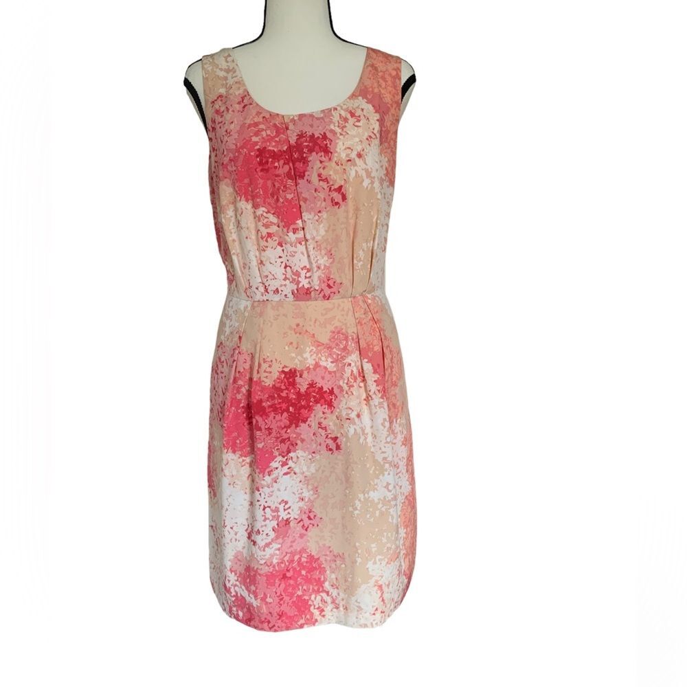 Loft | peach floral fit and flare dress